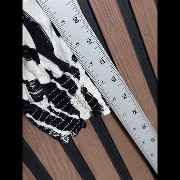 House of Harlow Top Small Womens Geometric Linen Crop Elastic Waist Long Sleeve - Picture 5 of 7